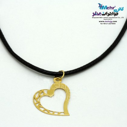 Leather Gold Necklace - Heart Design-MM0904